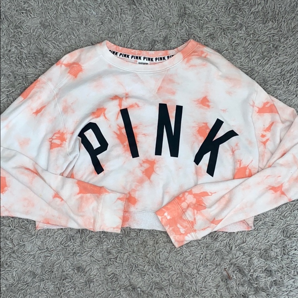 PINK Cropped Tiedye Sweatshirt